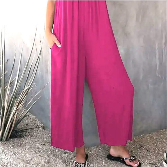 Wide Leg Jumpsuit NWOT*Pink/Rose Available in S-M - Picture 2 of 4